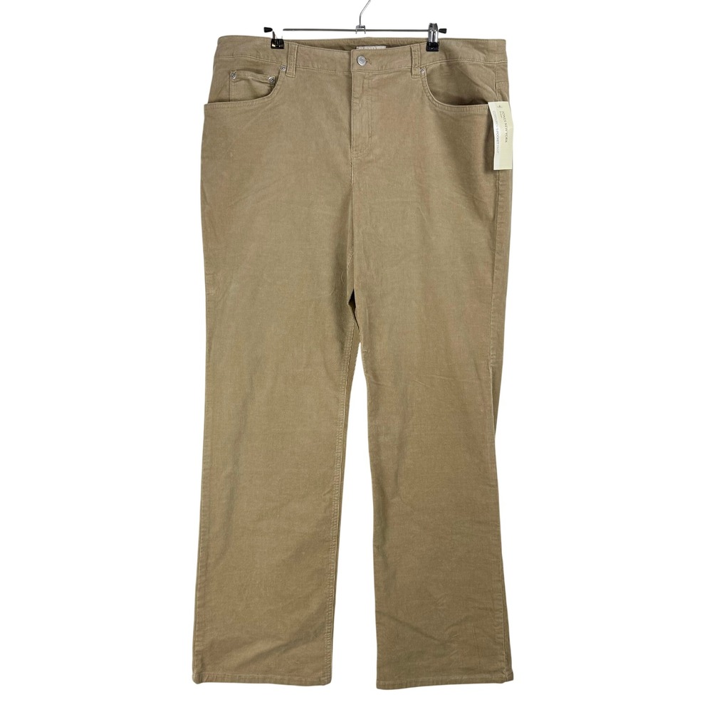 Jones New York Sport Womens Corduroy Pants Dune Tan Straight Leg Stretch Size 16